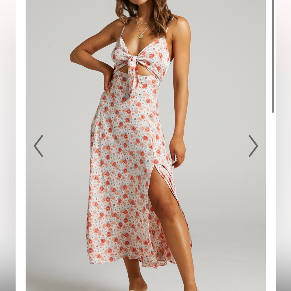 MIDI DRESS WITH SPLIT IN ORANGE FLORAL